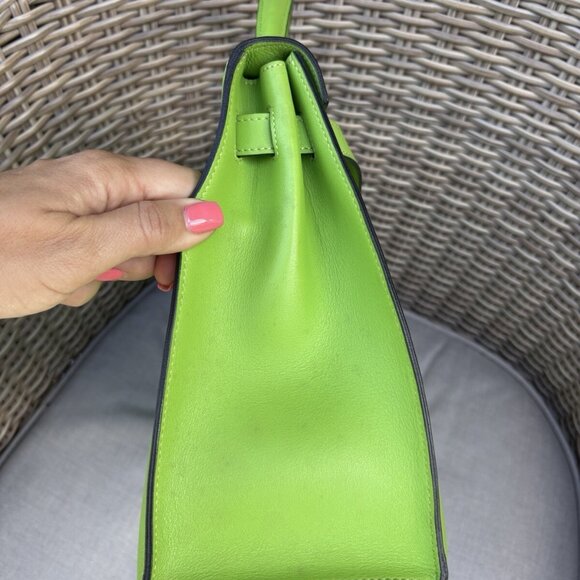 Authentic 1995 Hermes SAC KELLY II SELLIER 32 VACHE FJORD Vert Cru green - Picture 4 of 14